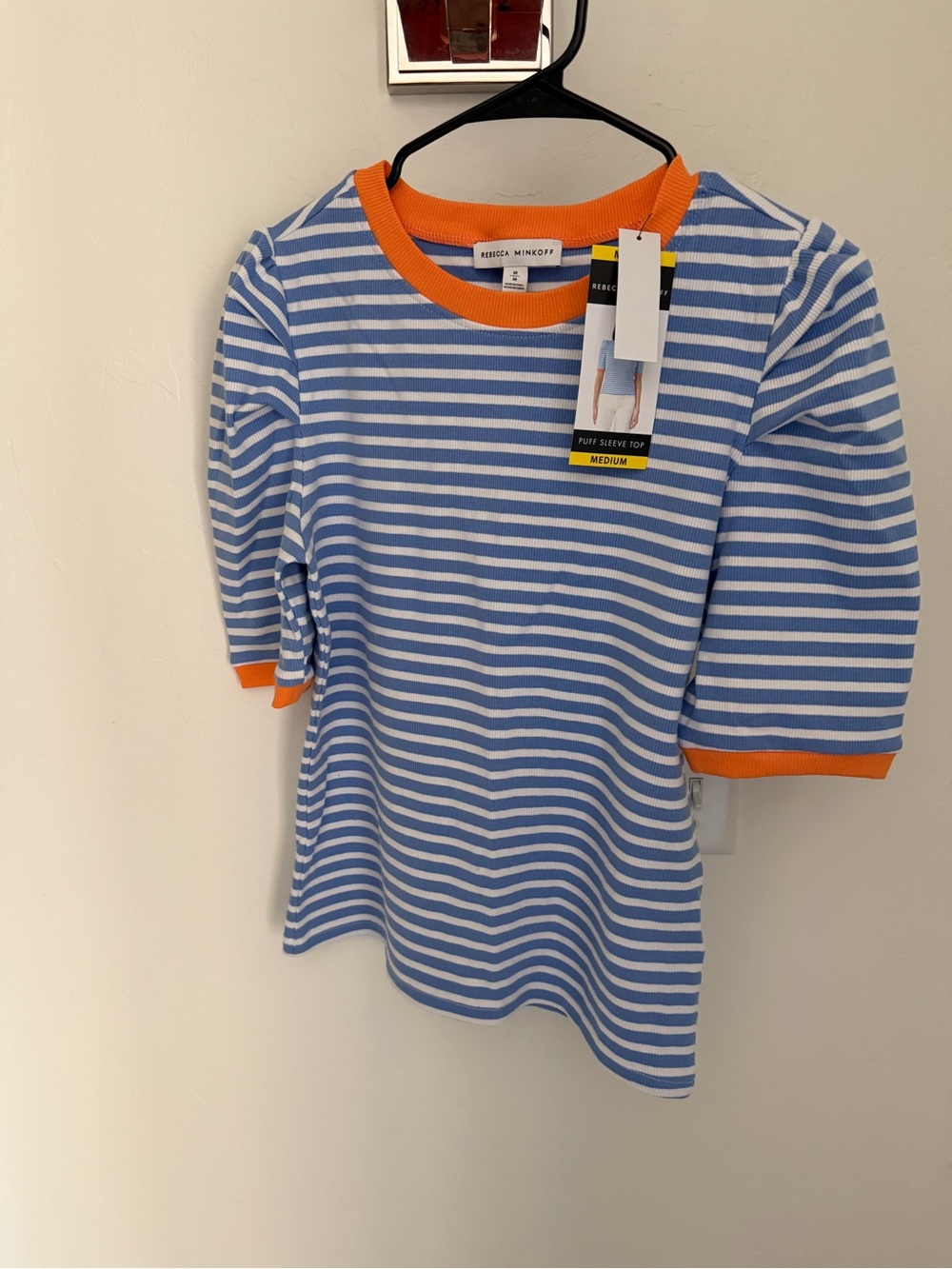 NWT Rebecca Minkoff puff sleeve knit top short sleeve sweater Size Medium